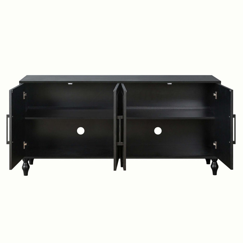 Armoire de rangement décorative 4 portes, Noir
