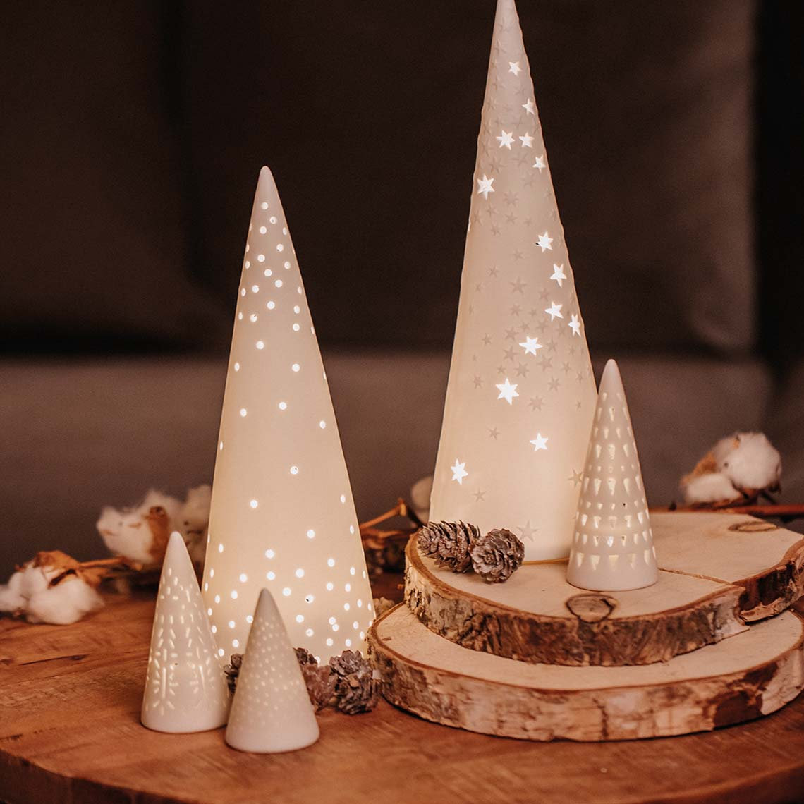 Light Forest LED Lit Porcelain Trees, 12.60" H x 4.30" W x 4.30" D