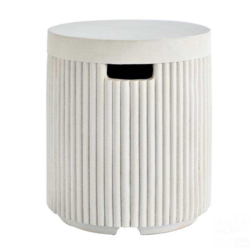 Table de couverture d'extérieur pour réservoir de propane ronde avec conception cannelée verticale, couvercle cylindrique MGO pour réservoir de gaz de 20 lb, table d'appoint de patio, propane non incluse