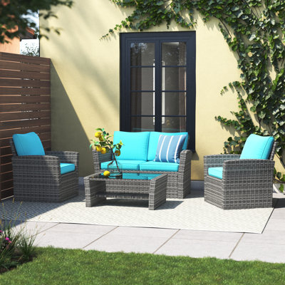 Bonita 4 Piece Rattan Sofa Seating Group with Cushions by Lark Manor