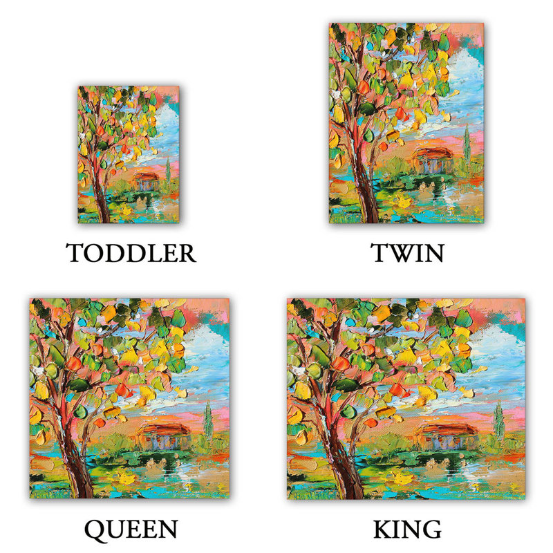 Ensemble de housse de couette d’automne coucher de soleil, 1 housse simple + 1 taie standard