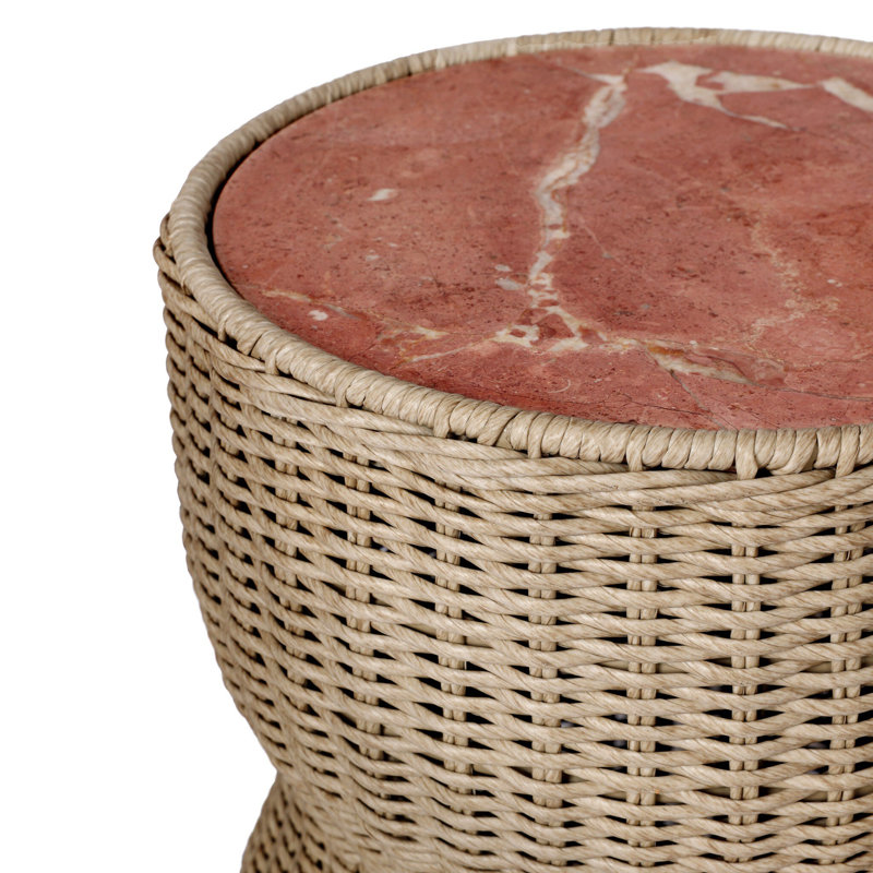 Brixby Outdoor Round Side Table, Desert Marble