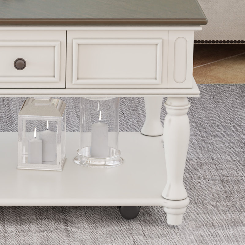 Table basse Farmhouse avec un tiroir, Brun, Beige