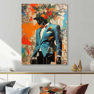 Flower Man With  Suit Collage - Fashion Man Wall Art Decor
