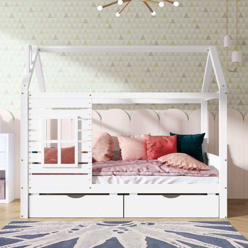 Lit pour enfant avec deux tiroirs Aito, Lit simple