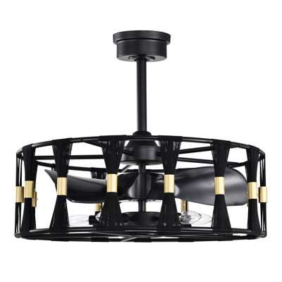 Helle 25 Inch Elegant Matte Black Ceiling Fan With Remote