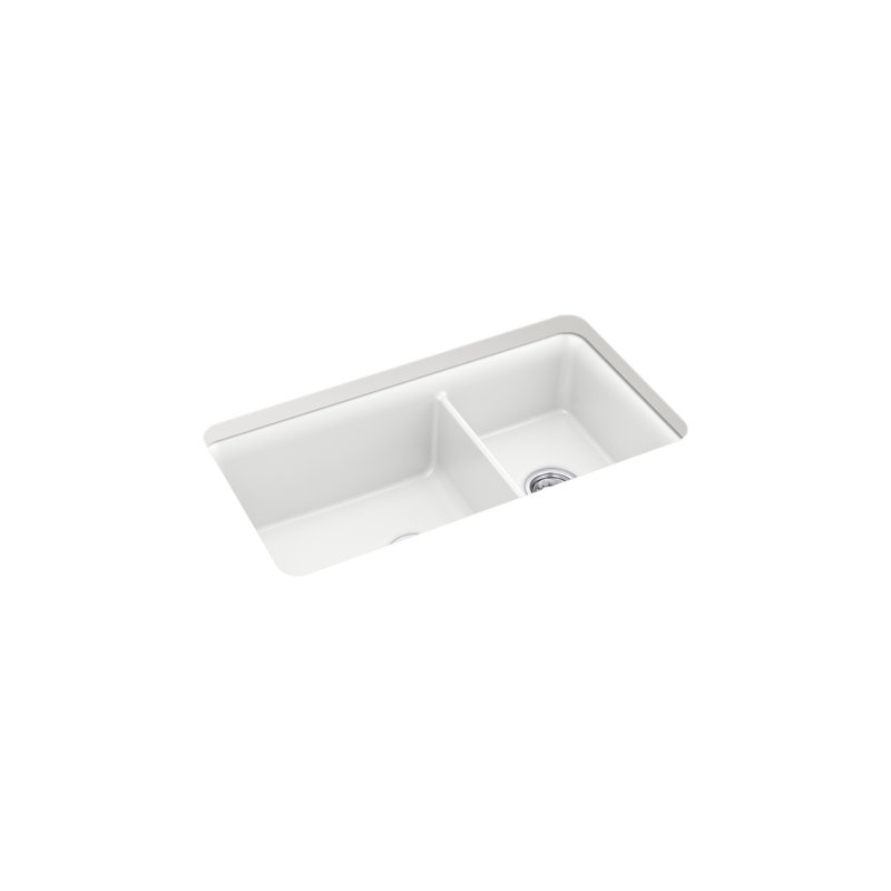 Gunnison 33.5 in. L Undermount Double Basin Kitchen Sink, White