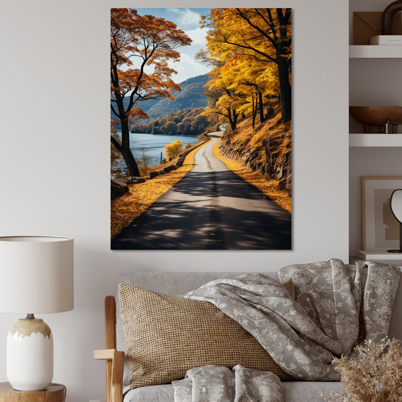 «Badi Road Through Yellow Forest III», reproduction sur toile, H 32 po x l 16 po x P 1 po, Toile tendue