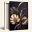 Feuilles métalliques dorées et bronze sur fond sombre, tableau sur toile-633568436