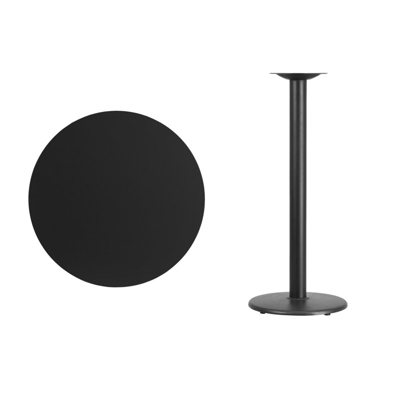 Jamey 24'' Round Laminate Table Top with 18'' Round Bar Height Table Base, Black, Pub Table (43.13” Height)