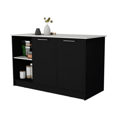 Black and Onyx Double Door Cabinets Kitchen Island