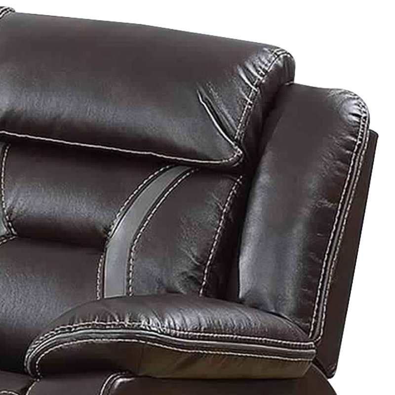 Adler 80'' Faux Leather Power Reclining Sofa, Dark Brown Faux Leather