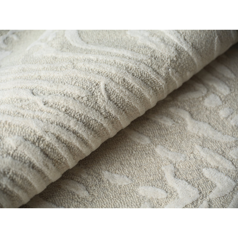 Entro Handmade New Zealand Wool Silver/Ivory Area Rug, Rectangle 12' x 15'