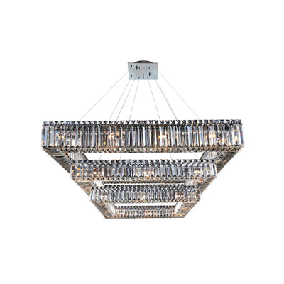 Quadro 36 LT Chrome/Clear Tiered Chandelier Allegri