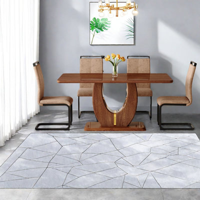 Modern Dining Table Sets With Wood Mdf, Brown Fabric Chairs For Kitchen