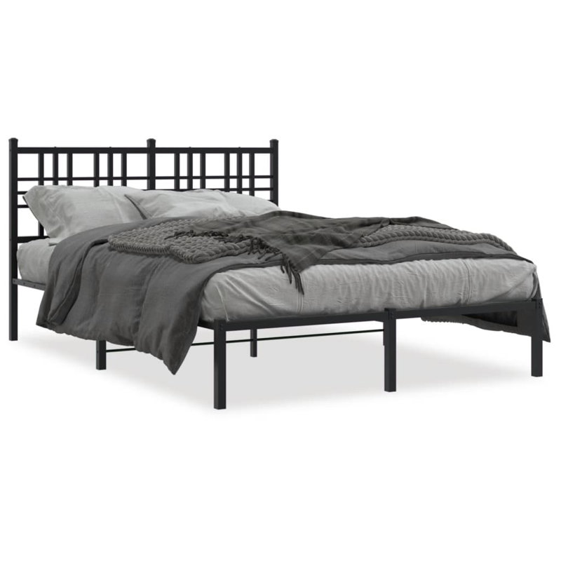 Obara Metal Bed, Small Double (4'), Black
