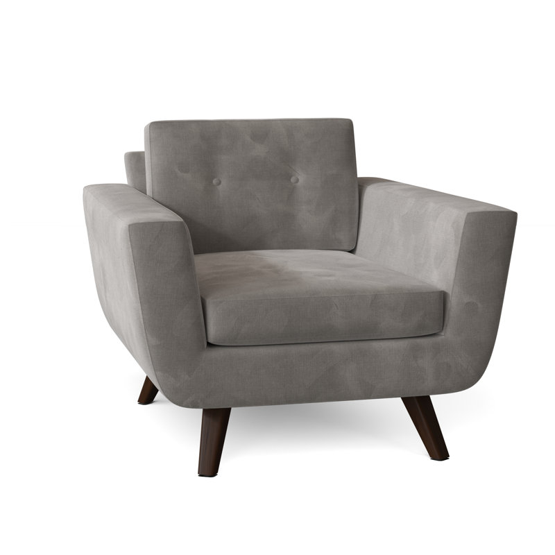 Fauteuil Callie, Bella en velours performance blanc, Noyer, Plumes / duvet