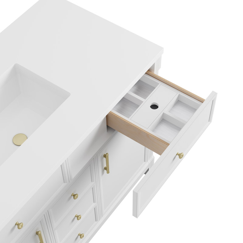 Bellshire 30" W Single Vanity Cabinet, Bright White, 48"