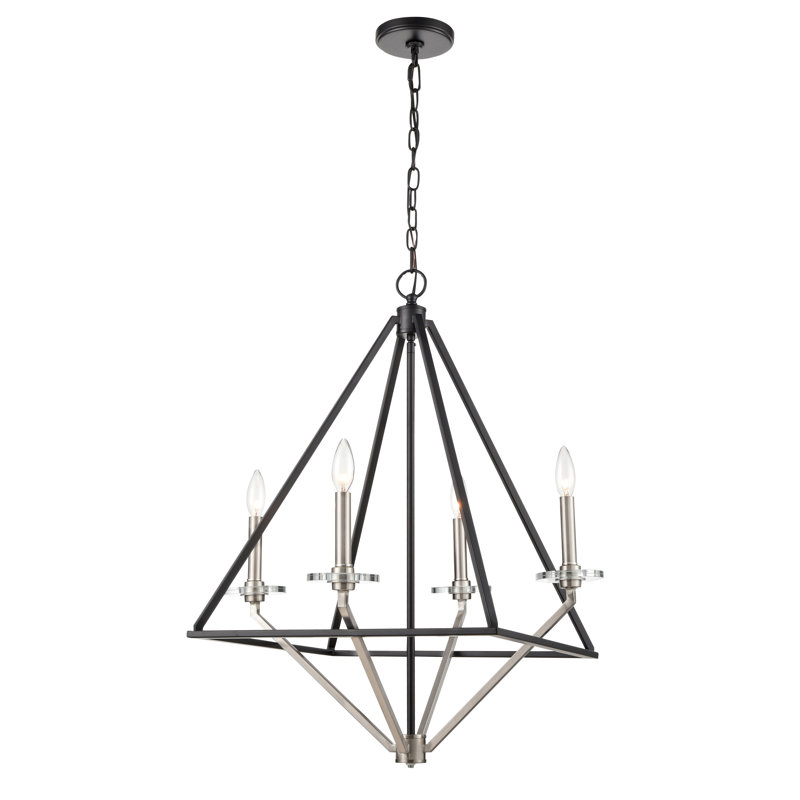 Lustre géométrique à 4 lumières Boyertown, Nickel satiné noir