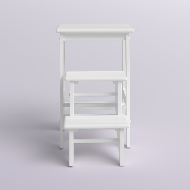 Danyell 3 - Step Wood Folding Step Stool, Cream
