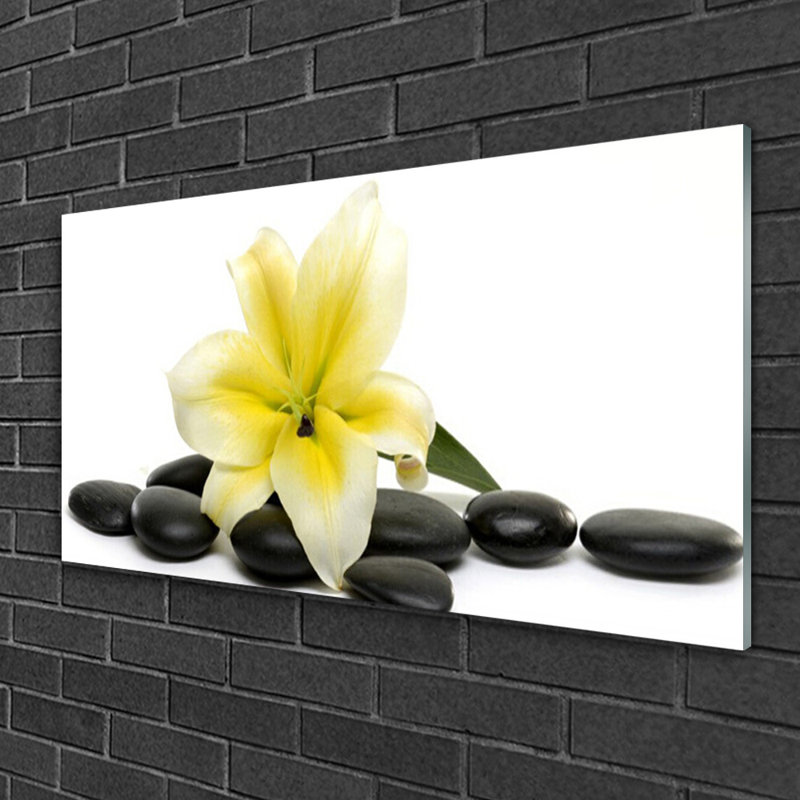 Art Flower Stones - No Frame Print on Glass