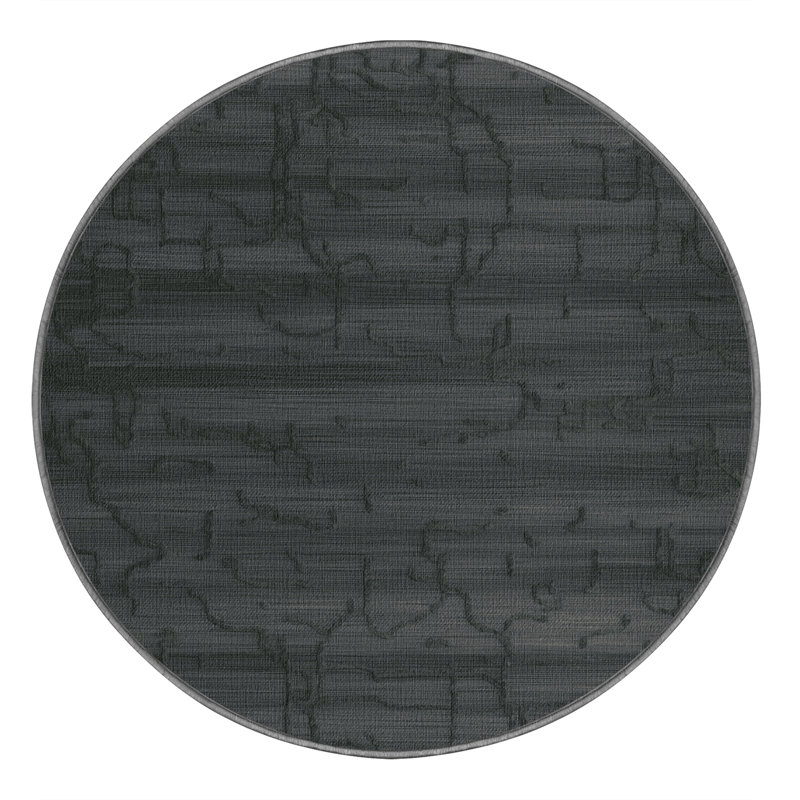 Tapis abstrait gris lavable à la machine, Rond 7 pi