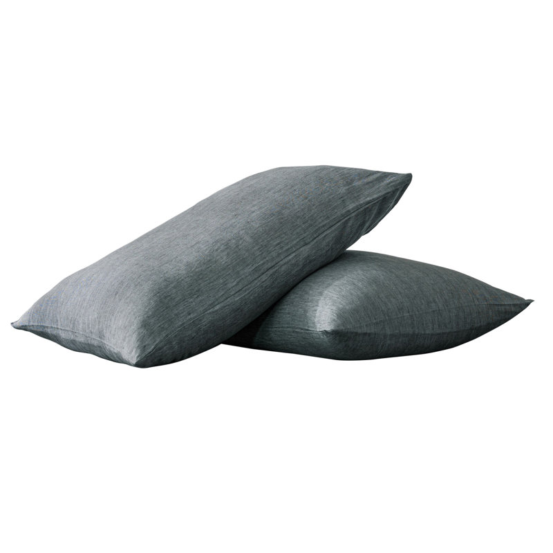 Set of Two Slate Gray Linen King Pillowcases