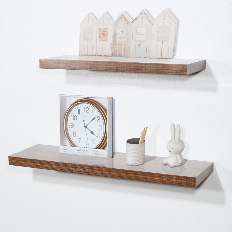 Ensemble de 2 barres flottantes en noyer antique Diamond
