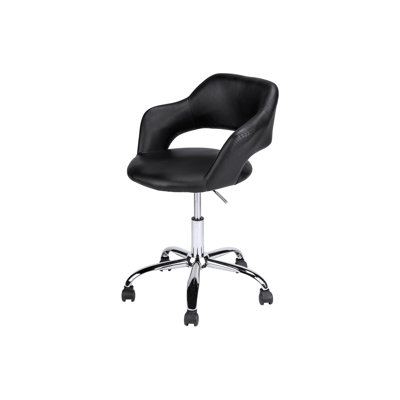 Chaise de bureau, hauteur réglable, pivotante, ergonomique, accoudoirs, bureau d'ordinateur, bureau, aspect cuir noir, métal chromé, contemporain, moderne