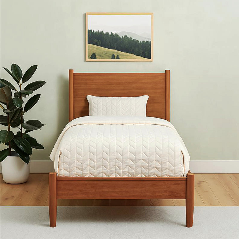 Lit plateforme Mid-Century, Lit simple, Chêne