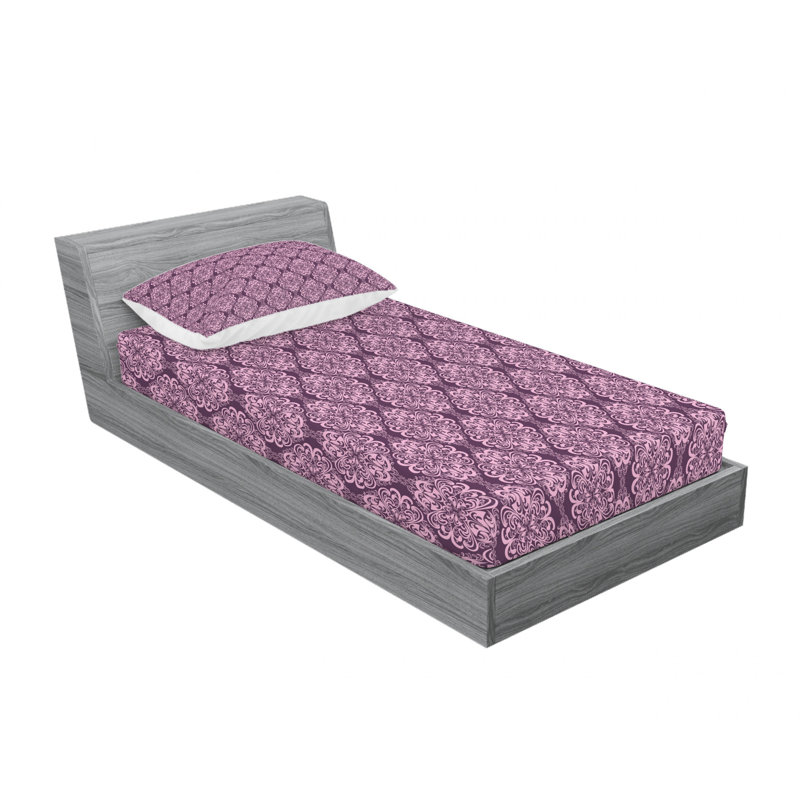 Microfiber Damask Sheet Set, Twin Sheet Set with Fitted Sheet