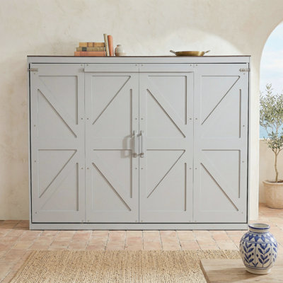 Grand lit escamotable mural et USB, gris