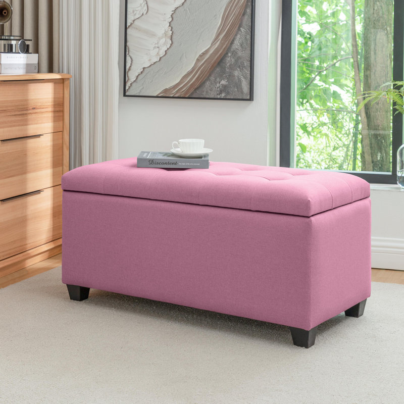 Banc de rangement en tissu Teodula, Rose