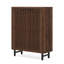Armoire à chaussures 33,46 po en bois de noyer foncé moderne à 6 niveaux avec portes à persiennes-840075675