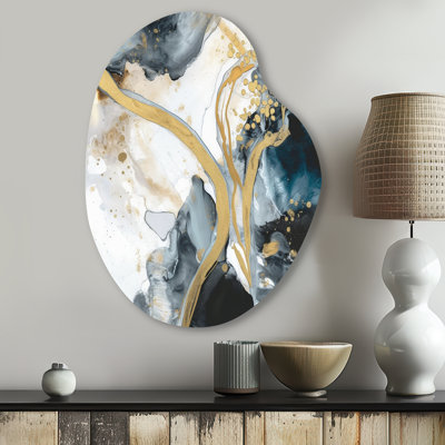 Garofalo - Marble Irregular Shape Metal Wall Art, Gold Asymmetrical Metal Art Print