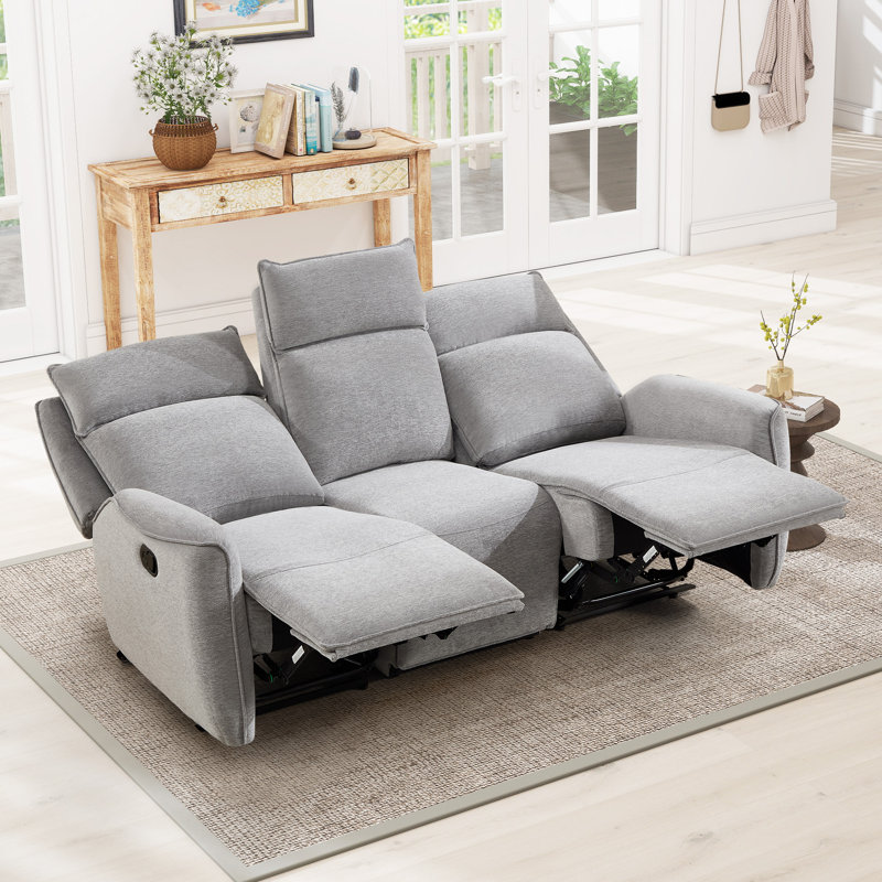 Ensemble de salon inclinable manuel 2 pièces en chenille moderne 2 pièces, Gris