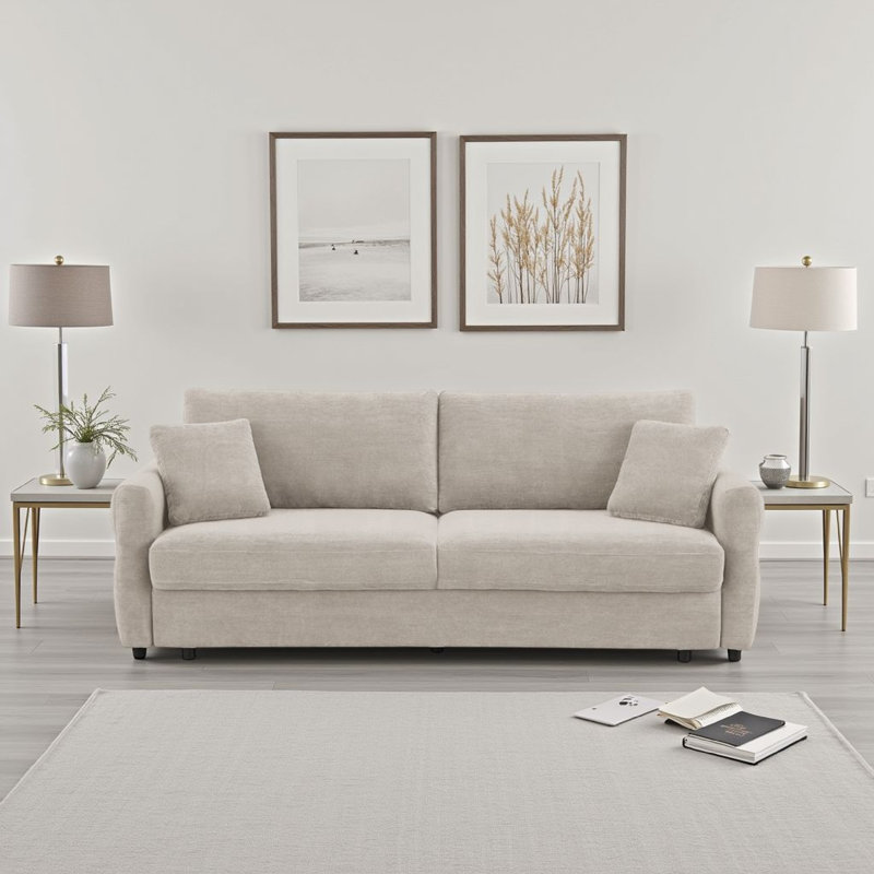 Canapé-lit en tissu l 91,6 po Kopstal, Beige