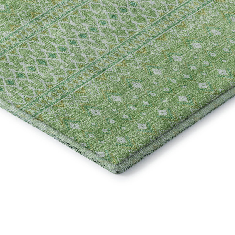 Premium Machine Washable Prisco Aloe Rug, Rectangle 3' x 5'