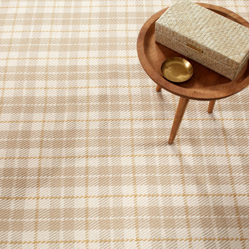 Lakeville Plaid Khaki Handwoven Indoor/Outdoor Rug, Rectangle 8'6" x 11'6"