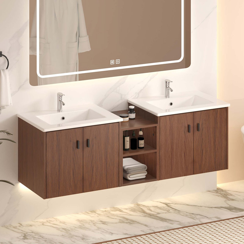 Meuble-lavabo à fermeture douce, petites tablettes de rangement, armoire combinée 24 po et 12 po