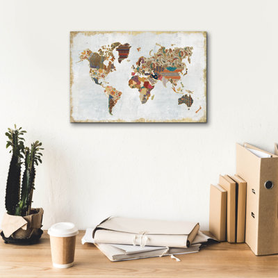 «Pattern World Map» par Laura Marshall, art mural sur toile