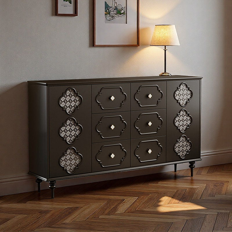 French style fashionable storage shoe cabinet, Black, 37.4" H x 62.99" W x 13.78" D