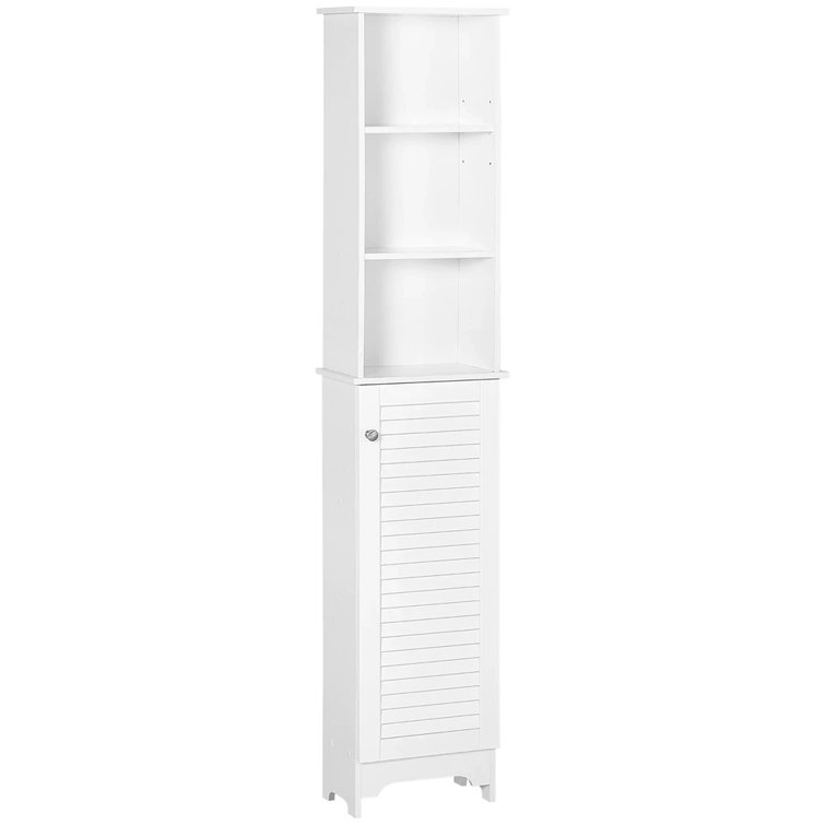 HOMCOM Bathroom Linen Cabinet Freestanding Storage with Shutter