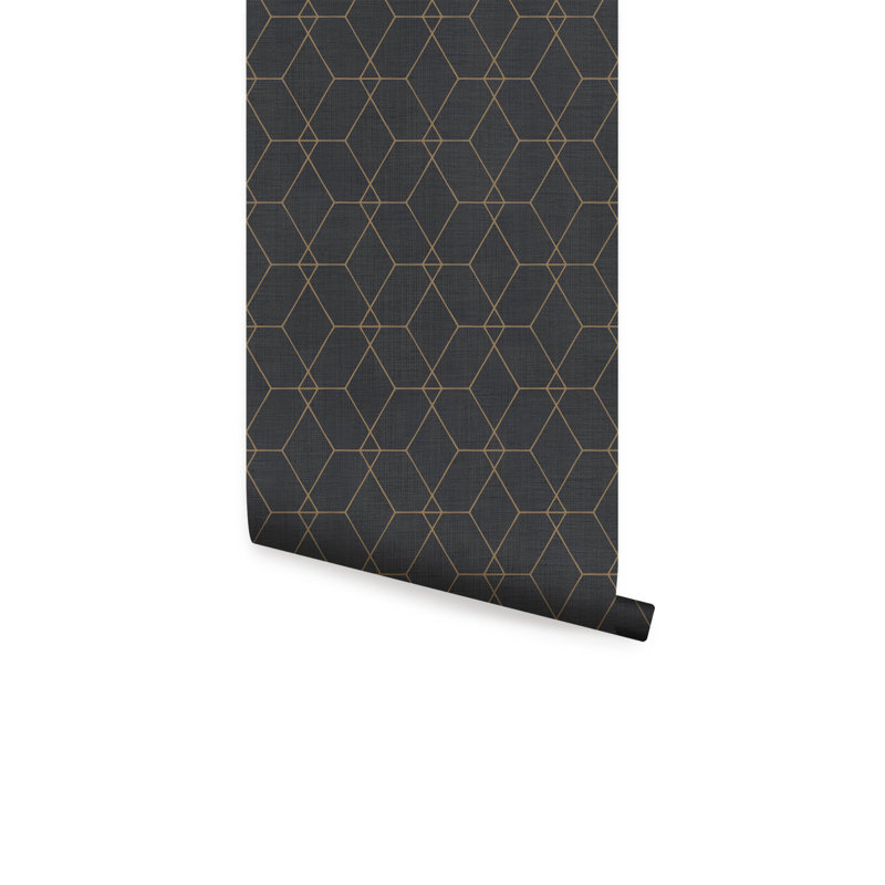 Panneau de papier peint adhésif Stimsone Hexagon Art Deco, Ébène, L 2 pi x L 18 pi