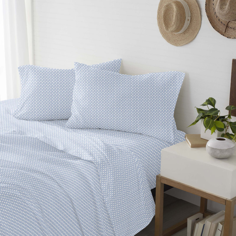 Southern Tide Hampstead Queen Blue Sheet Set,  Queen Sheet Set with 2 Pillowcases