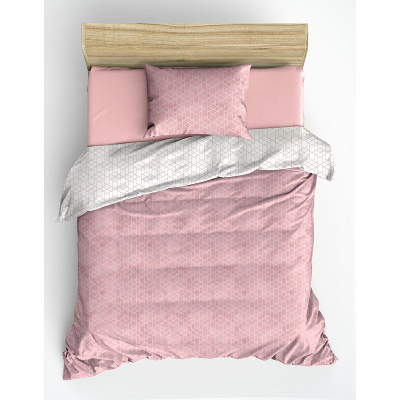 Luxury Pink Ranforce Single XXL Quilt Cover Set, 61 x 87 | 100% Cotton, 145 Thread Count, Machine Washable | Includes 1 Pillowcase 31.5 x 31.5 with Button Closure | Soft, Durable, and Stylish Bedding for Cozy Sleep