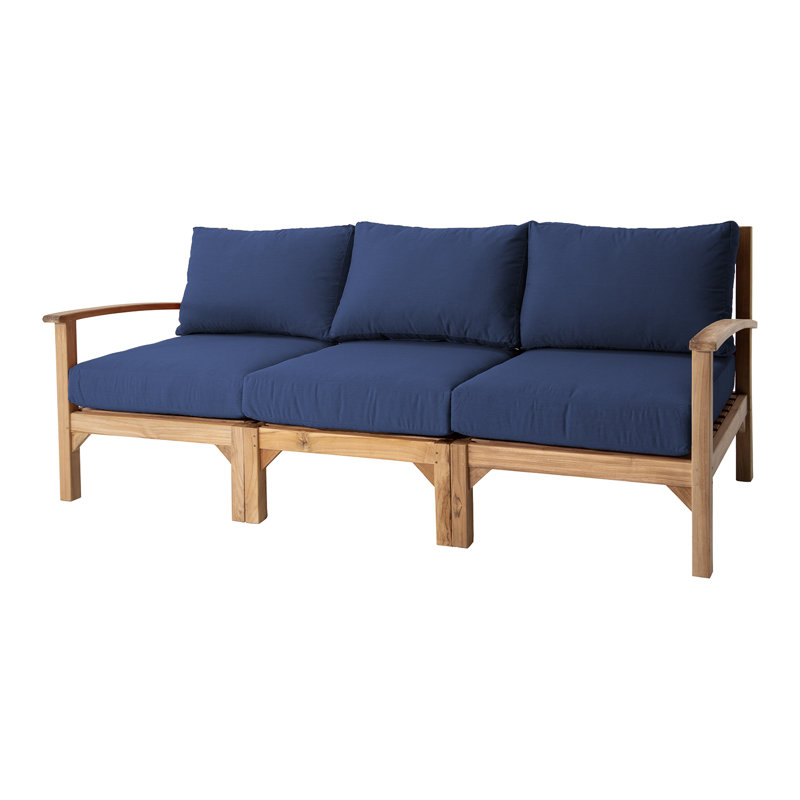 Huntington Teak Outdoor Sofa with Sunbrella Cushions, Navy Sunbrella®