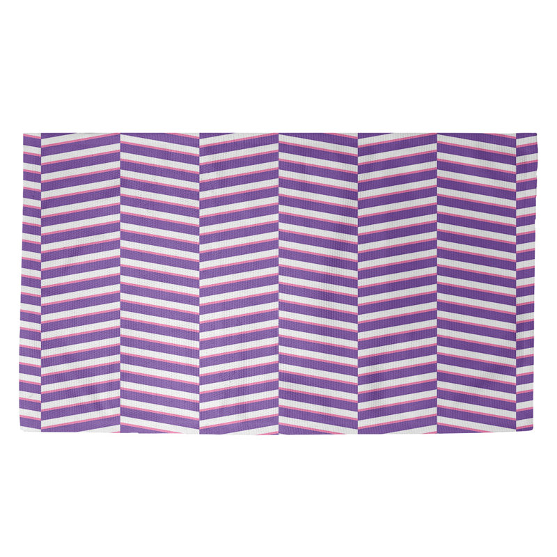 Rayures mauves mauves Tapis décoratif, Rectangle 3 pi x 5 pi