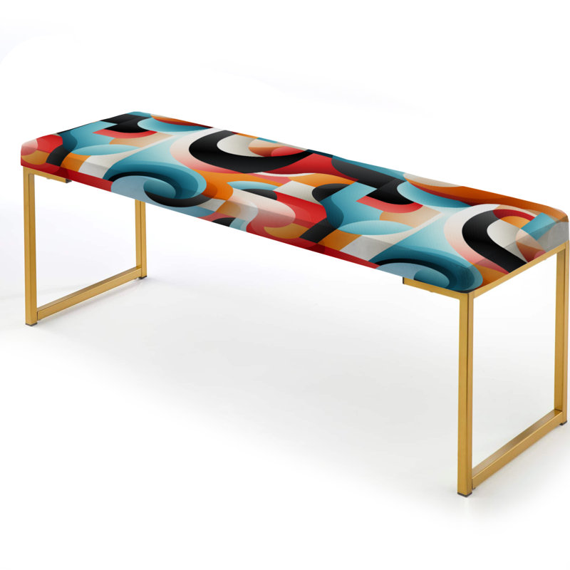 Banc rembourré géométrique bleu et rouge