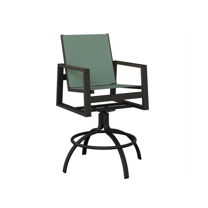 Chaise berçante pivotante en aluminium Vida Luna avec tissu Kozo Abalone, Bleu sauge, Aluminium noir mat